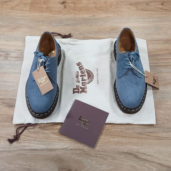 🩵NIB Dr. Martens Blue Made in England Savannah Nubuck Leather Oxfords Size 8 - Picture 3 of 16
